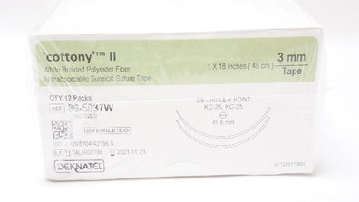 Teleflex 89-5037W Deknatel Nonabsorbable Surgical Stre Tape 3mm - Pack of 12 (x)